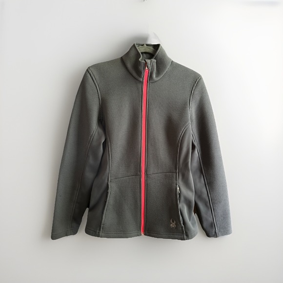 Spyder Jewel Mid Weight Core Sweater 503024 Women Large Full‎ Zip Gray Pockets - Picture 2 of 14